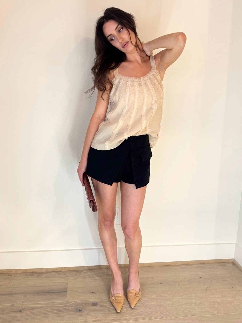 superdown Black Utility Mini Skort with Pocket Detail
